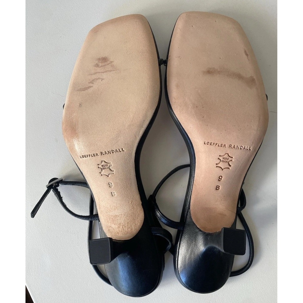 Loeffler Randall Triana Black Leather Strappy Mid Heel Silver Ball Sandals 9 - Picture 7 of 7